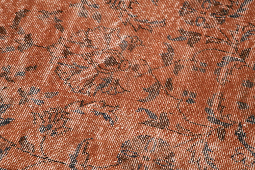 Overdyed Vintage Turuncu Eskitme Pamuk Yün El Dokuma Halısı 87x305 Agacan