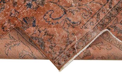 Overdyed Vintage Turuncu Eskitme Pamuk Yün El Dokuma Halısı 87x305 Agacan