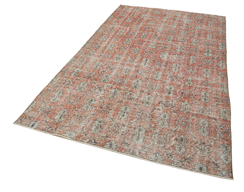 Vintage Turuncu Eskitme Pamuk Yün El Dokuma Halısı 158x263 Agacan