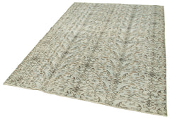 Overdyed Vintage Gri Eskitme Pamuk Yün El Dokuma Halısı 173x244 Agacan