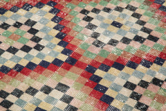 Checkered Runner Beyaz Geometrik Pamuk Yün El Dokuma Halısı 141x306 Agacan