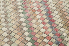 Checkered Kilim Bej Damalı Pamuk Yün El Dokuma Halısı 168x268 Agacan