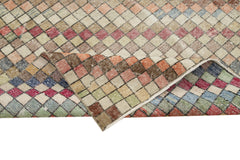 Checkered Kilim Bej Damalı Pamuk Yün El Dokuma Halısı 168x268 Agacan