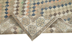 Checkered Kilim Bej Damalı Pamuk Yün El Dokuma Halısı 164x291 Agacan