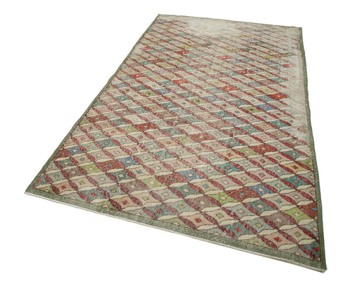 Checkered Kilim Bej Damalı Pamuk Yün El Dokuma Halısı 154x287 Agacan