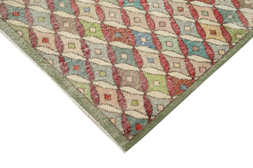 Checkered Kilim Bej Damalı Pamuk Yün El Dokuma Halısı 154x287 Agacan