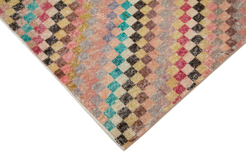 Checkered Kilim Beyaz Damalı Pamuk Yün El Dokuma Halısı 174x263 Agacan