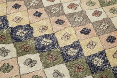 Checkered Kilim Bej Damalı Pamuk Yün El Dokuma Halısı 151x261 Agacan