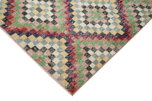 Checkered Runner Beyaz Geometrik Pamuk Yün El Dokuma Halısı 138x305 Agacan