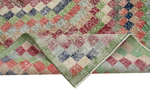 Checkered Kilim Beyaz Damalı Pamuk Yün El Dokuma Halısı 143x278 Agacan