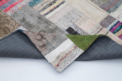Kırk Yama Gri Patchwork Pamuk Yün El Dokuma Halısı 200x305 Agacan