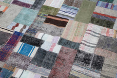 Kırk Yama Gri Patchwork Pamuk Yün El Dokuma Halısı 200x300 Agacan