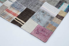 Kırk Yama Gri Patchwork Pamuk Yün El Dokuma Halısı 199x302 Agacan