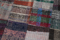 Kırk Yama Gri Patchwork Pamuk Yün El Dokuma Halısı 100x250 Agacan