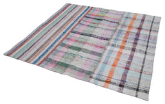 Kırk Yama Gri Patchwork Pamuk Yün El Dokuma Halısı 187x198 Agacan