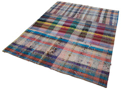 Kırk Yama Gri Patchwork Pamuk Yün El Dokuma Halısı 170x222 Agacan