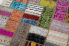 Kırk Yama Gri Patchwork Pamuk Yün El Dokuma Halısı 140x195 Agacan