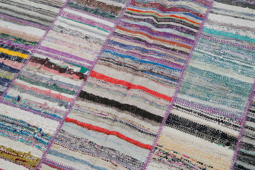 Kırk Yama Gri Patchwork Pamuk Yün El Dokuma Halısı 200x237 Agacan