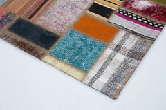 Kırk Yama Gri Patchwork Pamuk Yün El Dokuma Halısı 170x235 Agacan