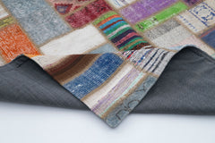 Kırk Yama Gri Patchwork Pamuk Yün El Dokuma Halısı 170x235 Agacan