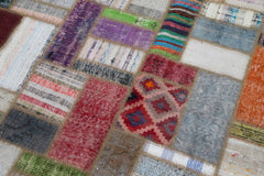 Kırk Yama Gri Patchwork Pamuk Yün El Dokuma Halısı 170x235 Agacan