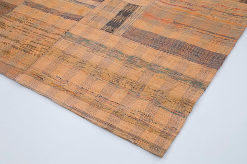 Kırk Yama Turuncu Patchwork Pamuk Yün El Dokuma Halısı 210x295 Agacan