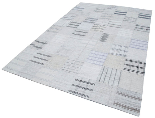 Kırk Yama Bej Patchwork Pamuk Yün El Dokuma Halısı 203x300 Agacan