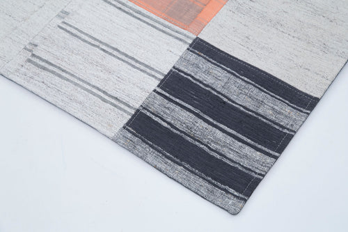 Kırk Yama Bej Patchwork Pamuk Yün El Dokuma Halısı 202x299 Agacan