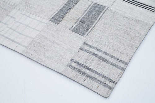 Kırk Yama Bej Patchwork Pamuk Yün El Dokuma Halısı 203x299 Agacan