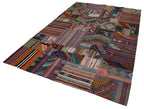 Kırk Yama Kırmızı Patchwork Pamuk Yün El Dokuma Halısı 202x301 Agacan