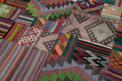 Kırk Yama Kırmızı Patchwork Pamuk Yün El Dokuma Halısı 202x301 Agacan