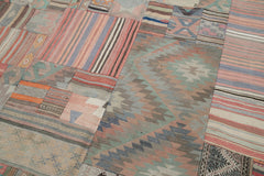 Kırk Yama Bej Patchwork Pamuk Yün El Dokuma Halısı 202x301 Agacan