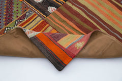 Kırk Yama Turuncu Patchwork Pamuk Yün El Dokuma Halısı 202x300 Agacan