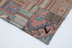 Kırk Yama Kahverengi Patchwork Pamuk Yün El Dokuma Halısı 202x300 Agacan