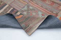 Kırk Yama Kahverengi Patchwork Pamuk Yün El Dokuma Halısı 202x300 Agacan