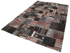 Kırk Yama Kahverengi Patchwork Pamuk Yün El Dokuma Halısı 200x303 Agacan