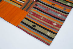 Kırk Yama Turuncu Patchwork Pamuk Yün El Dokuma Halısı 203x300 Agacan