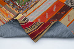 Kırk Yama Turuncu Patchwork Pamuk Yün El Dokuma Halısı 203x300 Agacan