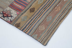 Kırk Yama Kahverengi Patchwork Pamuk Yün El Dokuma Halısı 201x302 Agacan