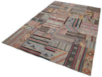 Kırk Yama Kahverengi Patchwork Pamuk Yün El Dokuma Halısı 202x302 Agacan