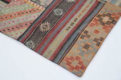 Kırk Yama Kahverengi Patchwork Pamuk Yün El Dokuma Halısı 202x302 Agacan