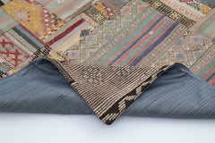Kırk Yama Kahverengi Patchwork Pamuk Yün El Dokuma Halısı 202x302 Agacan