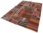 Kırk Yama Kırmızı Patchwork Pamuk Yün El Dokuma Halısı 202x301 Agacan