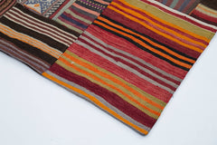Kırk Yama Kırmızı Patchwork Pamuk Yün El Dokuma Halısı 202x301 Agacan