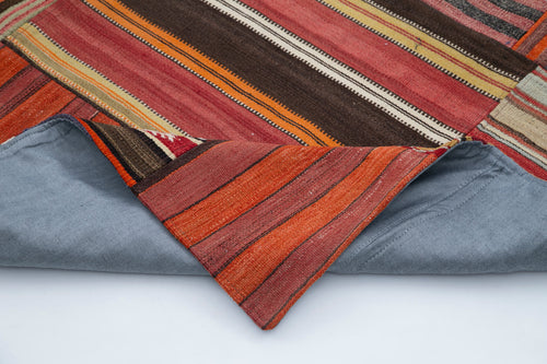 Kırk Yama Kırmızı Patchwork Pamuk Yün El Dokuma Halısı 202x301 Agacan