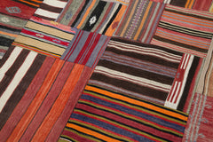 Kırk Yama Kırmızı Patchwork Pamuk Yün El Dokuma Halısı 202x301 Agacan