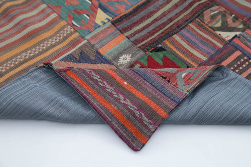 Kırk Yama Pembe Patchwork Pamuk Yün El Dokuma Halısı 201x301 Agacan
