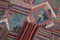 Kırk Yama Pembe Patchwork Pamuk Yün El Dokuma Halısı 201x301 Agacan