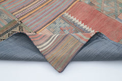Kırk Yama Bej Patchwork Pamuk Yün El Dokuma Halısı 201x302 Agacan