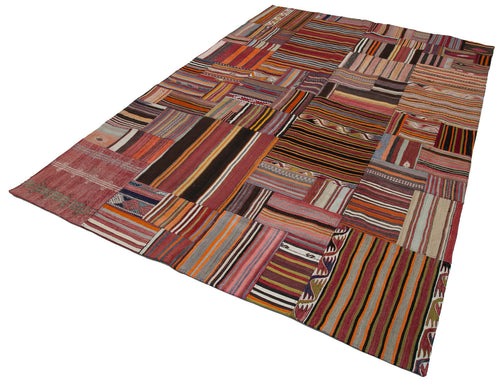 Kırk Yama Turuncu Patchwork Pamuk Yün El Dokuma Halısı 201x300 Agacan